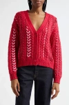 Cinq À Sept Nyla Marled Ribbon Accent Cardigan In Berry Fizz/berry Fizz