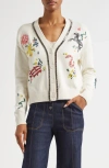 Cinq À Sept Nyla Patch Embroidered Cardigan In White