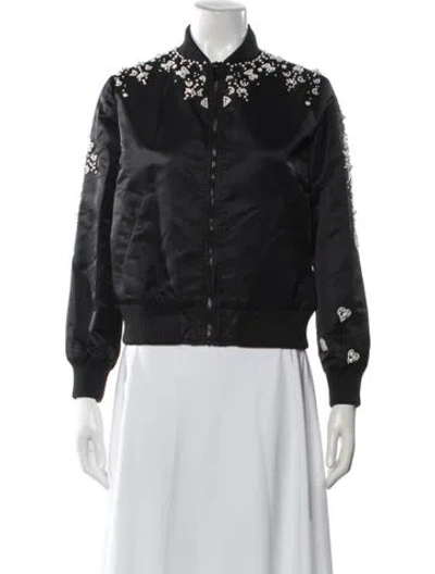 Pre-owned Cinq À Sept Nylon Bomber Jacket In Black