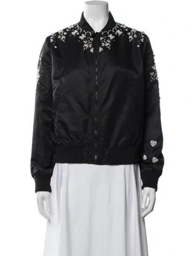 Pre-owned Cinq À Sept Nylon Bomber Jacket In Black