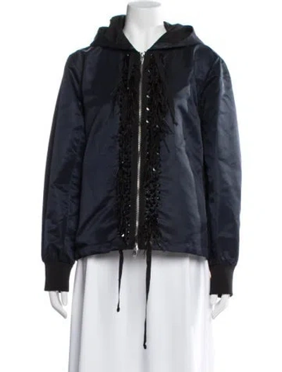 Pre-owned Cinq À Sept Nylon Bomber Jacket In Blue
