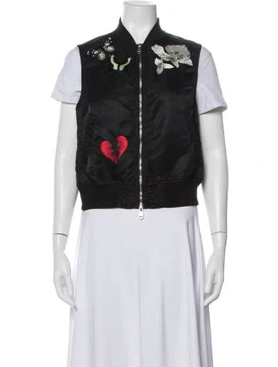 Pre-owned Cinq À Sept Nylon Graphic Print Vest In Black