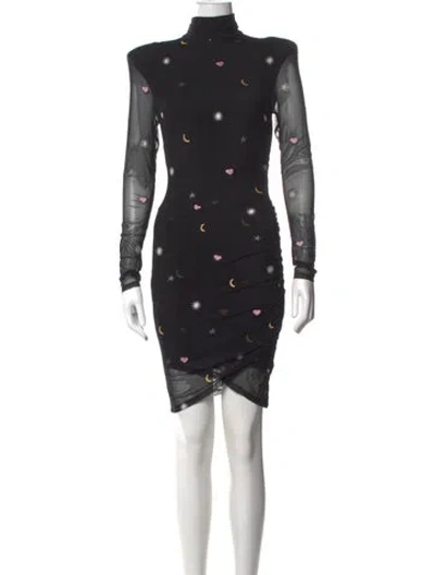 Pre-owned Cinq À Sept Nylon Mini Dress In Black