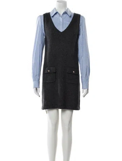 Pre-owned Cinq À Sept Nylon Mini Dress W/ Tags In Gray