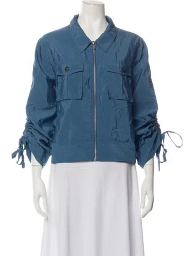 Pre-owned Cinq À Sept Nylon Utility Jacket In Blue