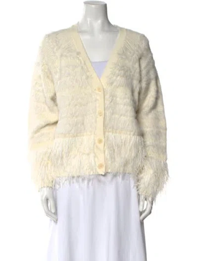 Pre-owned Cinq À Sept Nylon V-neck Sweater W/ Tags In Neutral