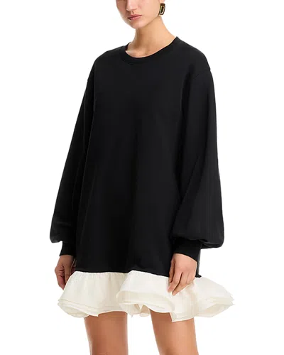 Cinq À Sept Cinq A Sept Oakley Contrast Hem Sweater Dress In Black/ivory