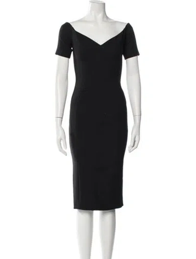 Pre-owned Cinq À Sept Off-the-shoulder Knee-length Dress In Black