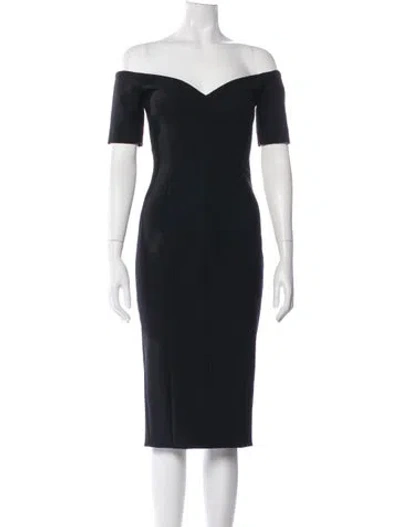 Pre-owned Cinq À Sept Off-the-shoulder Knee-length Dress In Gray