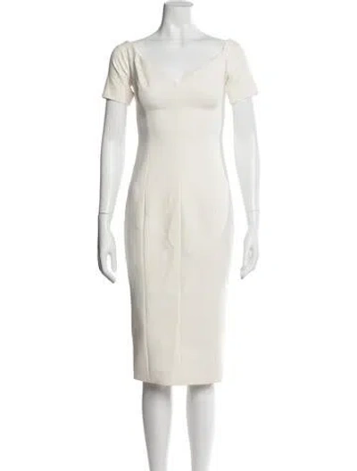 Pre-owned Cinq À Sept Off-the-shoulder Knee-length Dress In Neutral