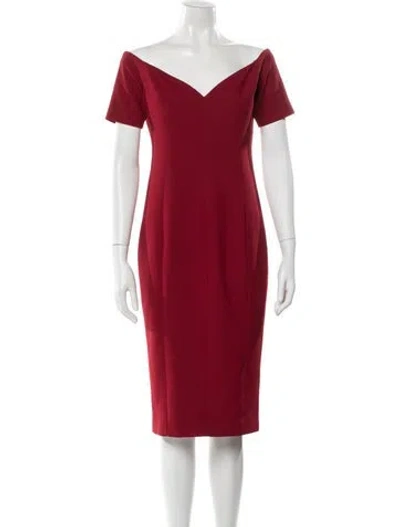 Pre-owned Cinq À Sept Off-the-shoulder Knee-length Dress In Red