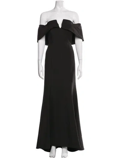 Pre-owned Cinq À Sept Off-the-shoulder Long Dress In Black