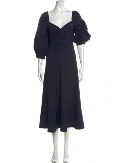 Pre-owned Cinq À Sept Off-the-shoulder Midi Length Dress In Blue