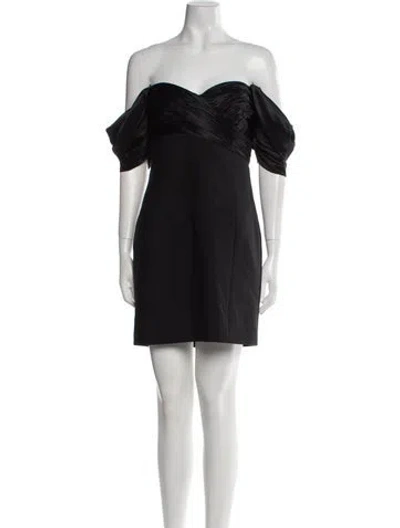 Pre-owned Cinq À Sept Off-the-shoulder Mini Dress In Black