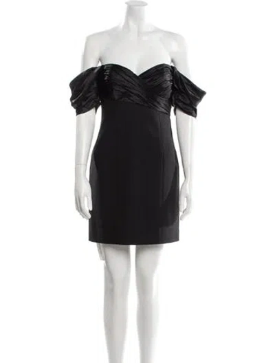 Pre-owned Cinq À Sept Off-the-shoulder Mini Dress In Black