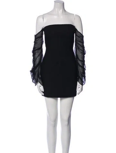 Pre-owned Cinq À Sept Off-the-shoulder Mini Dress In Black