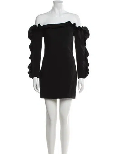 Pre-owned Cinq À Sept Off-the-shoulder Mini Dress In Black
