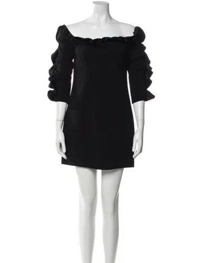 Pre-owned Cinq À Sept Off-the-shoulder Mini Dress In Black