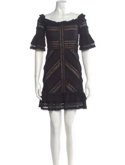 Pre-owned Cinq À Sept Off-the-shoulder Mini Dress In Black