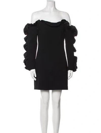 Pre-owned Cinq À Sept Off-the-shoulder Mini Dress In Black