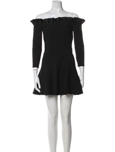 Pre-owned Cinq À Sept Off-the-shoulder Mini Dress In Black