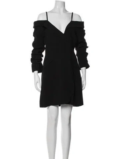 Pre-owned Cinq À Sept Off-the-shoulder Mini Dress In Black