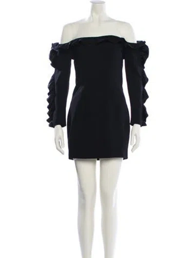Pre-owned Cinq À Sept Off-the-shoulder Mini Dress In Blue