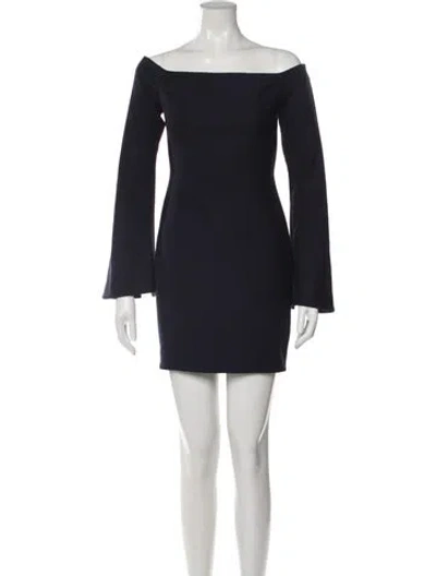 Pre-owned Cinq À Sept Off-the-shoulder Mini Dress In Blue
