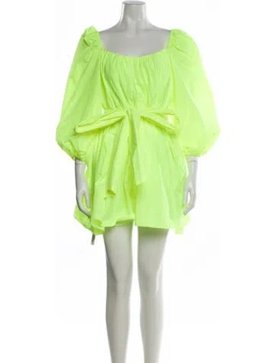 Pre-owned Cinq À Sept Off-the-shoulder Mini Dress In Green