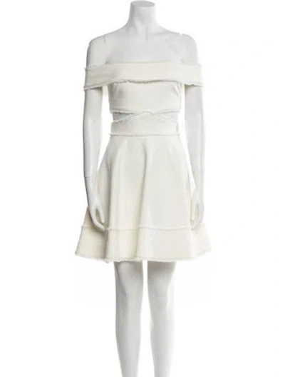 Pre-owned Cinq À Sept Off-the-shoulder Mini Dress In Neutral