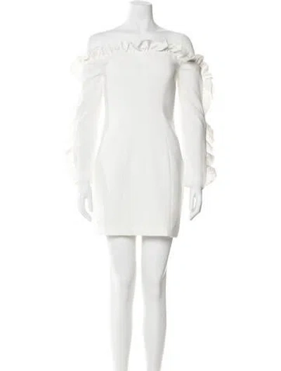 Pre-owned Cinq À Sept Off-the-shoulder Mini Dress In Neutral