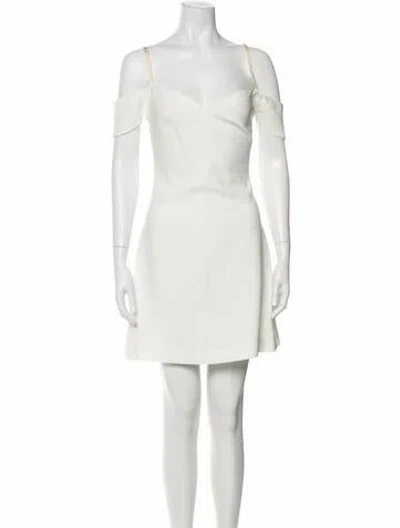 Pre-owned Cinq À Sept Off-the-shoulder Mini Dress In White