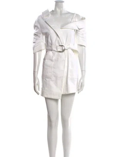 Pre-owned Cinq À Sept Off-the-shoulder Mini Dress In White