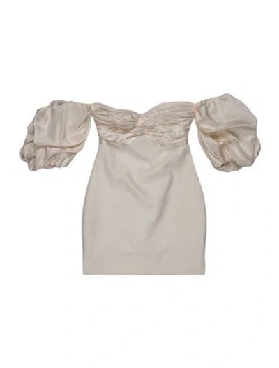 Pre-owned Cinq À Sept Off-the-shoulder Mini Dress In White