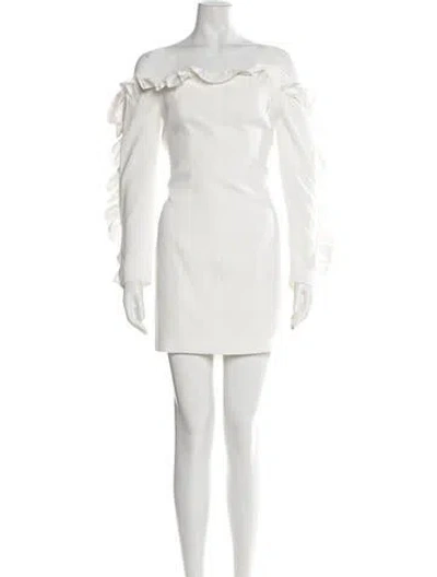 Pre-owned Cinq À Sept Off-the-shoulder Mini Dress In White