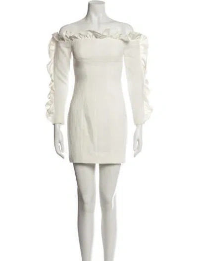 Pre-owned Cinq À Sept Off-the-shoulder Mini Dress In White