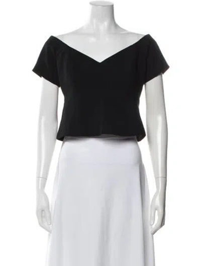 Pre-owned Cinq À Sept Off-the-shoulder Short Sleeve Top In Black