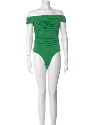 Pre-owned Cinq À Sept Off-the-shoulder Sleeveless Bodysuit W/ Tags In Green