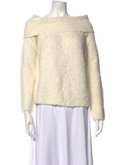 Pre-owned Cinq À Sept Off-the-shoulder Sweater In Neutrals
