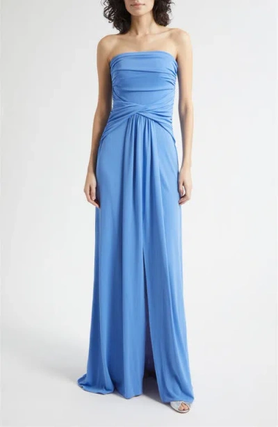 Cinq À Sept Oleana Strapless Gown In Blue