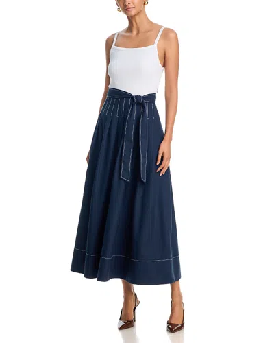 Cinq À Sept Olivia Mixed Media Midi Dress In Multi
