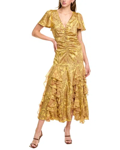 Cinq À Sept Olympia Midi Dress In Gold