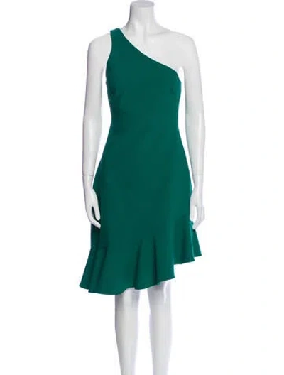 Pre-owned Cinq À Sept One-shoulder Knee-length Dress In Green