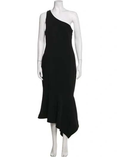 Pre-owned Cinq À Sept One-shoulder Long Dress In Black