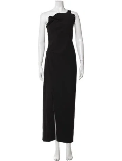 Pre-owned Cinq À Sept One-shoulder Long Dress In Black