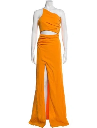 Pre-owned Cinq À Sept One-shoulder Long Dress In Orange