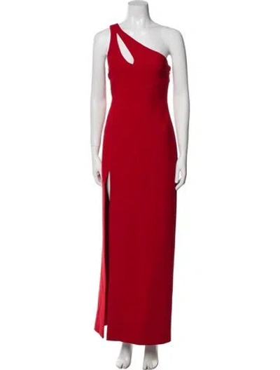 Pre-owned Cinq À Sept One-shoulder Long Dress In Red
