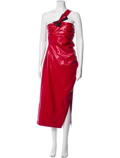 Pre-owned Cinq À Sept One-shoulder Long Dress In Red