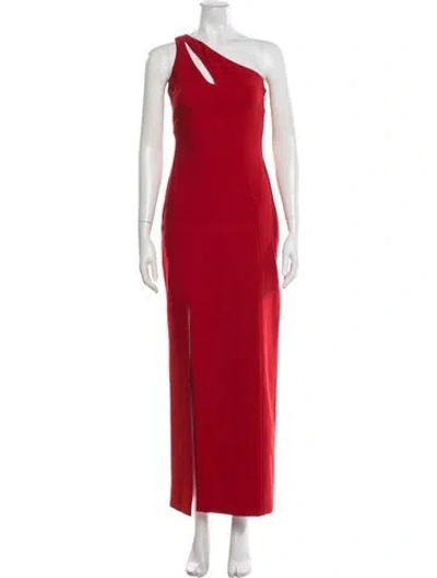 Pre-owned Cinq À Sept One-shoulder Long Dress In Red