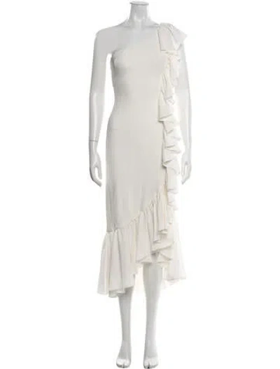 Pre-owned Cinq À Sept One-shoulder Long Dress W/ Tags In White